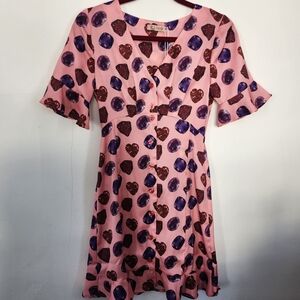NWT Kling Pink Dress with Heart and Gemstone Print